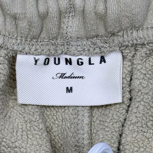 YoungLA Sweatpants Mens Medium Beige Graphic Joggers Streetwear - Picture 2 of 9